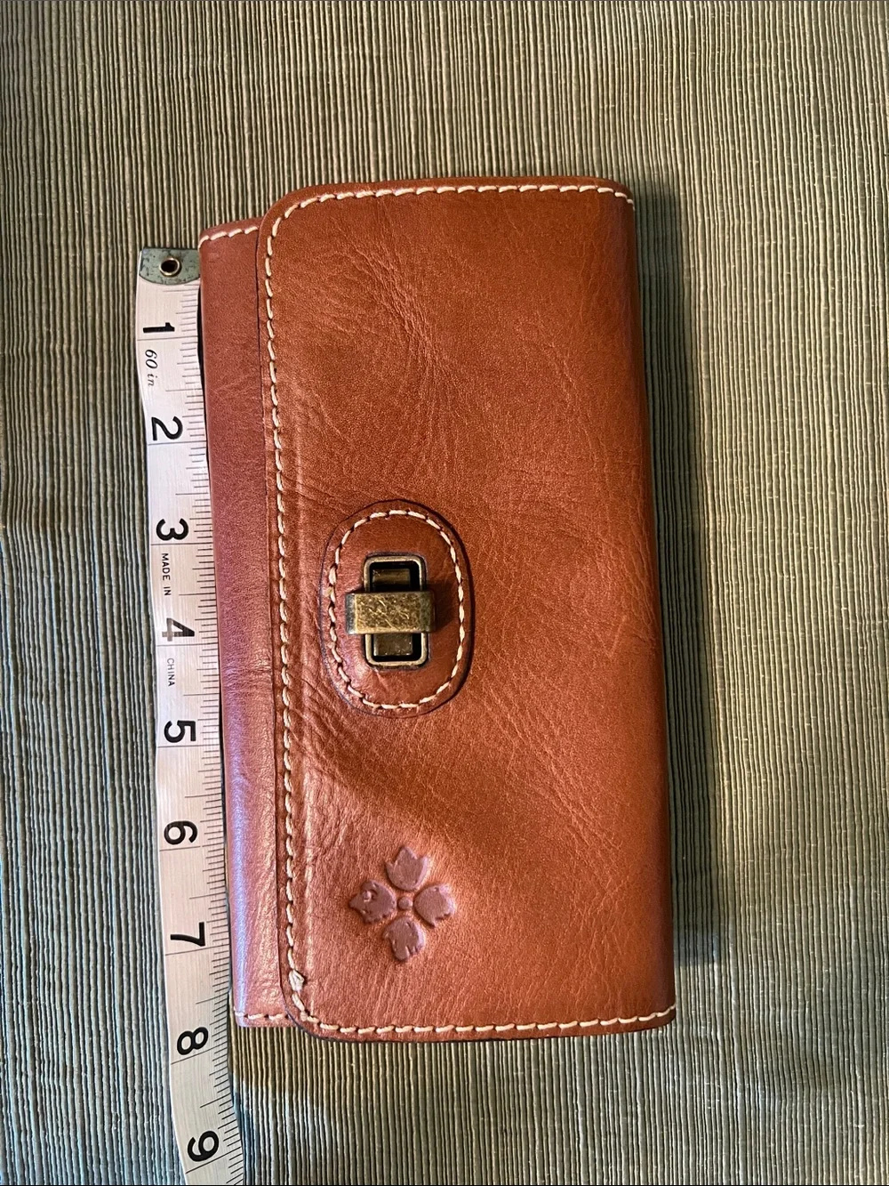 Patricia Nash Cognac Leather Crossbody with Buckle Detail and Matching Wallet